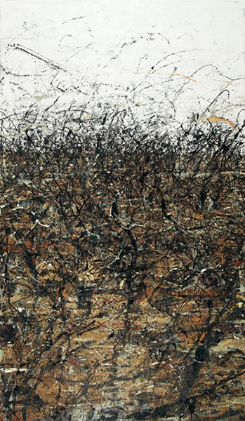 Philippe Cognée. Triptyque : Philippe Cognée (1957) Savane en Namibie 2022 300 x 175 cm Peinture à la cire sur toile marouflée sur bois © Philippe Cognée Adagp, Paris, 2023